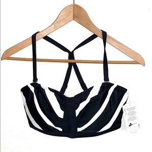 Athleta Black & White Striped 34D/DD Bikini Top
